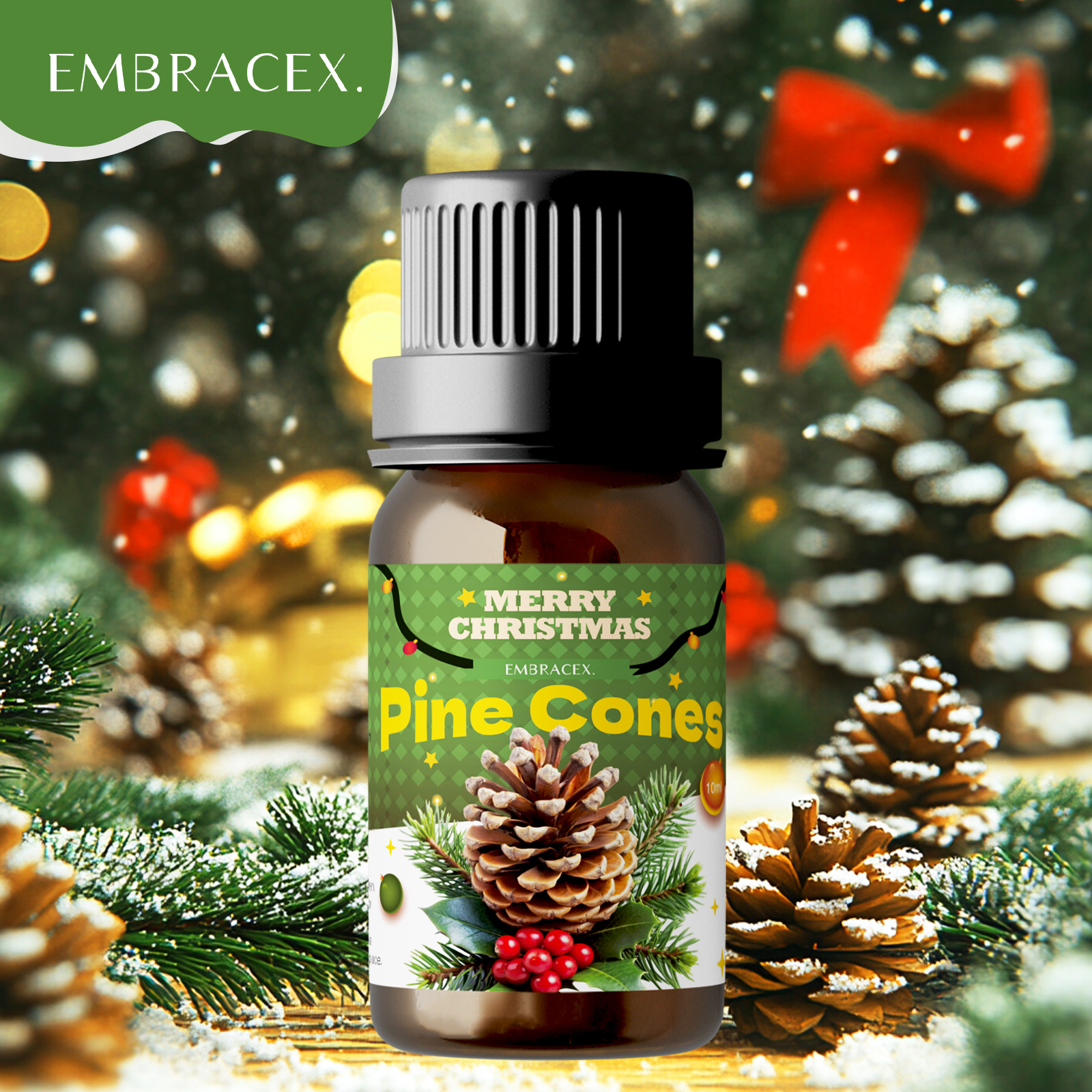 10ml Pine Cones น้ํามันหอมระเหยคริสต์มาสน้ํามันหอมระเหยน้ําหอมคริสต์มาสสบู่เทียน Diffuser Skincare Bodycare คริสต์มาสของขวัญ
