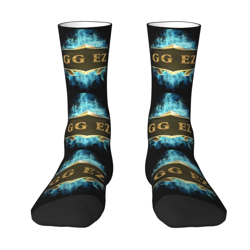 Game GG EZ Men Women Crew Socks Unisex Cute 3D Print League Battle Game Legends Dress Socks