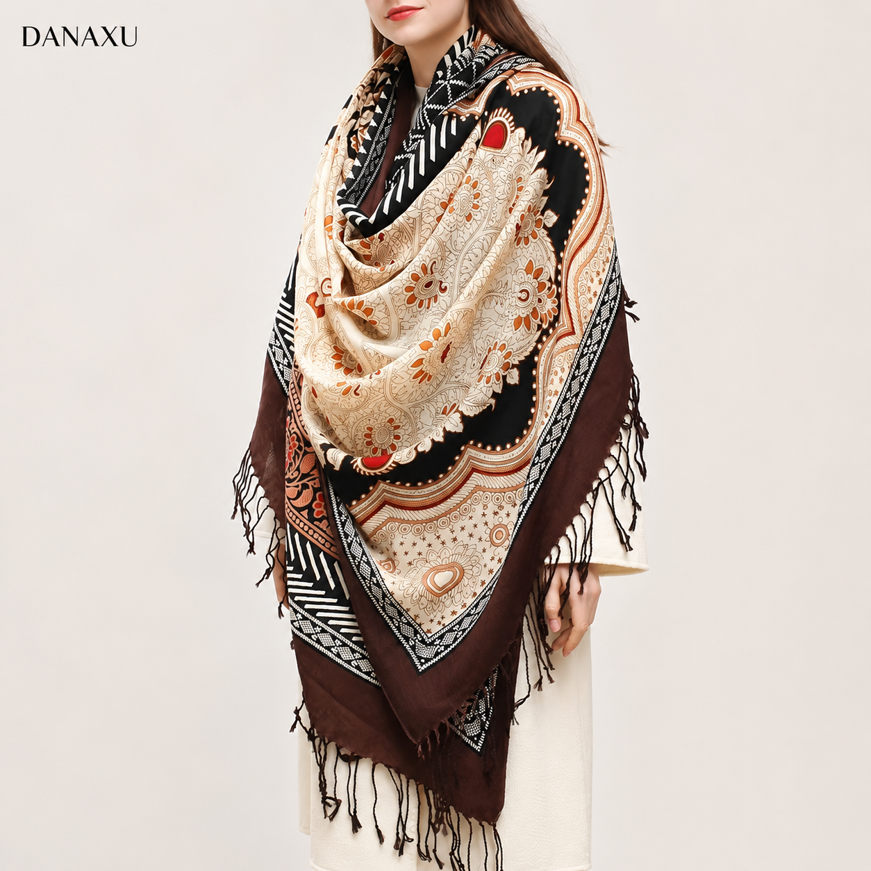 DANA XU Bufanda Mujer ขนสัตว์ Poncho หัวผู้หญิง Lady Warm Shawl Stoles ผ้าพันคอผ้าพันคอ Hijab แบรนด์หรู Pashmina ฤดูหนาว2021