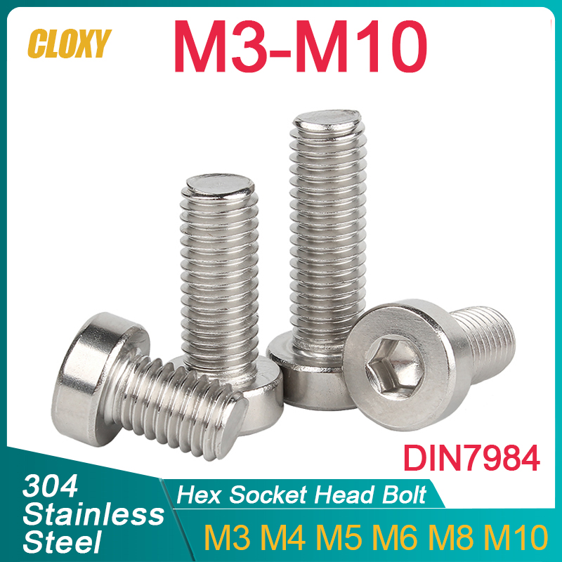 2-50 pièces Vis à tête cylindrique courte et basse à six pans creux, en acier inoxydable et en acier noir, M3 M4 M5 M6 M8 M10 DIN7984