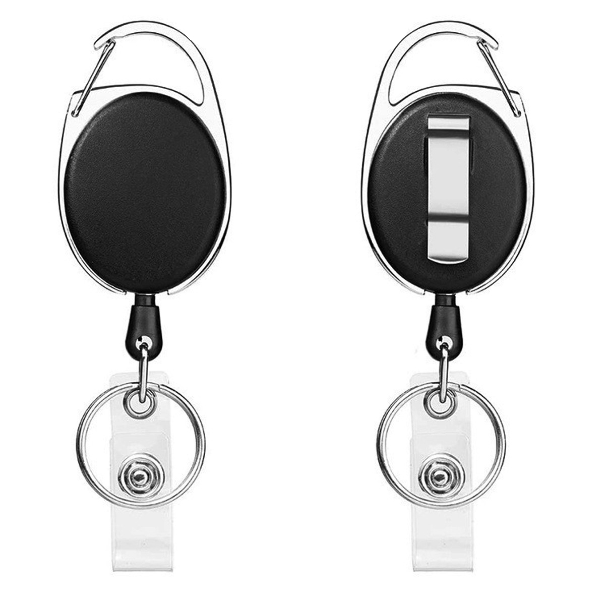 Retractable Badge Reel Heavy Duty Black Badge Reel สําหรับพยาบาลโรงพยาบาลอุปกรณ์สํานักงาน ID Lanyard ชื่อแท็กผู้ถือป้ายบัตรของขวัญ