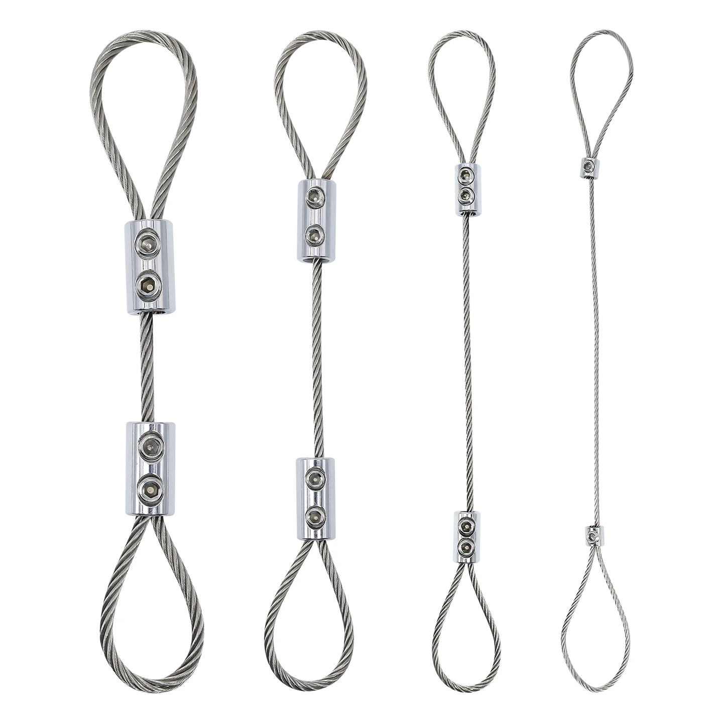 1.5/2/3/4mm Adjustable 304 Stainless Steel Wire Cable, Suspension Kit, Double Hole Rope Clamp, Used for Hanging Pictures