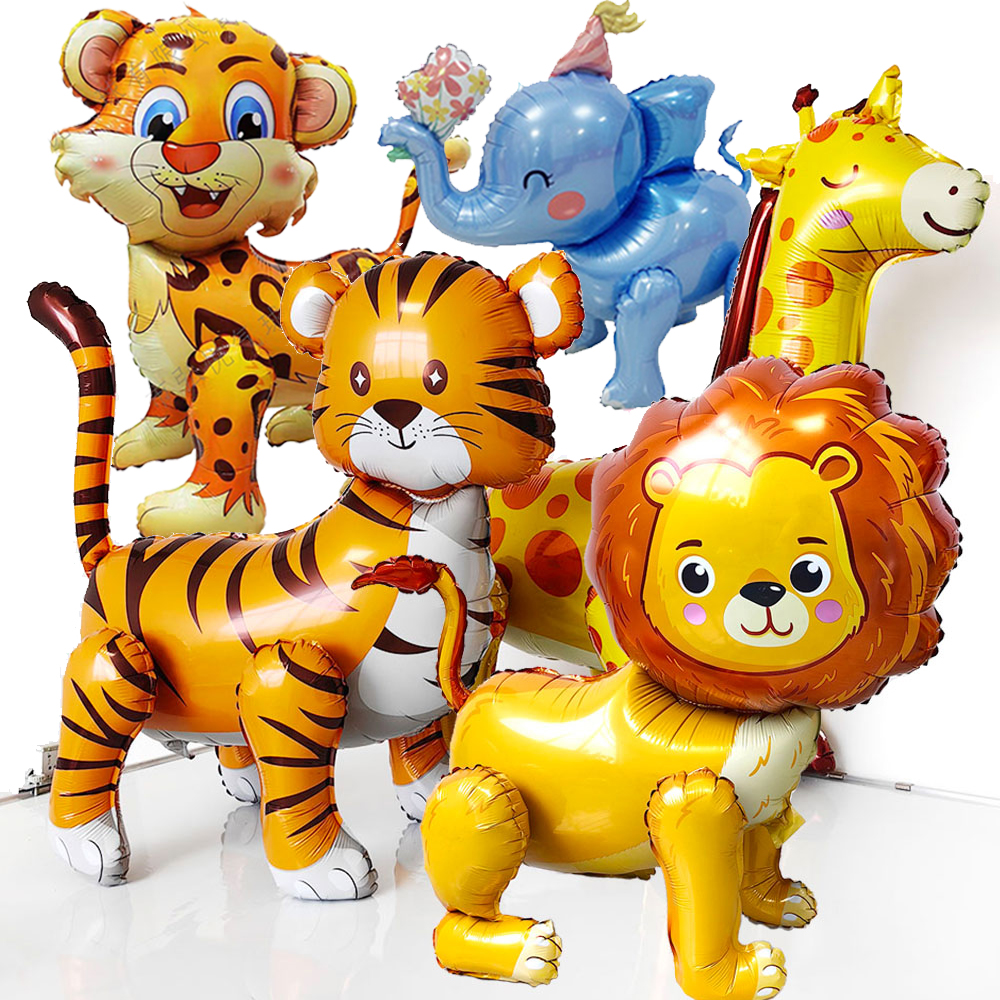 Selva animal balões gigante animal standable folha balão leão tigre girafa elefante chá de bebê selva safari fontes de festa