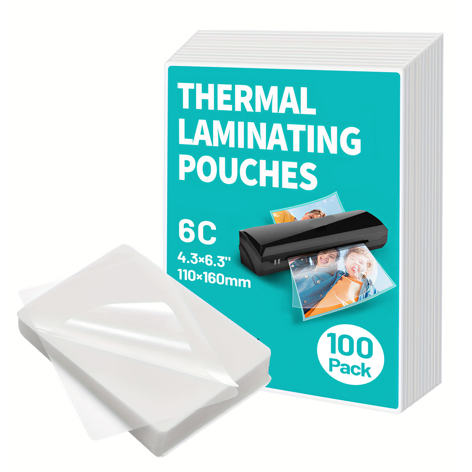 100 pochettes de plastification thermique 4R 60 microns pour photos/dossiers/cartes – Feuilles de plastification pour plastifieuse à chaud