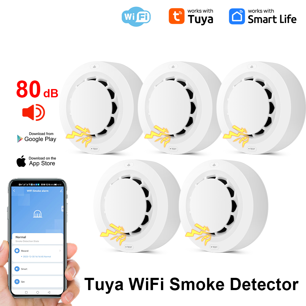 Tuya Wifi Rookmelder Brandbeveiliging Rookmelder Rookhuis Combinatie Brandalarm Huis Beveiligingssysteem Brandweerlieden