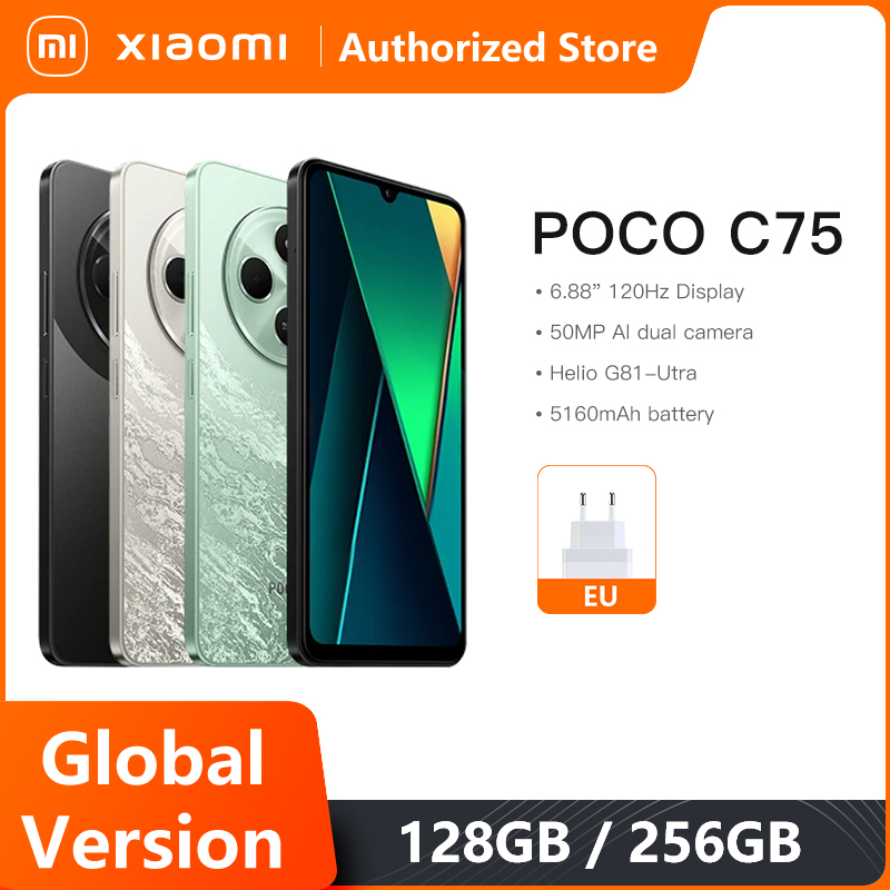 Global Version POCO C75  Smartphone NFC 120Hz 6.88" Dot Drop Display Helio G81 Ultra 50MP AI dual camera Massive 5160mAh Battery