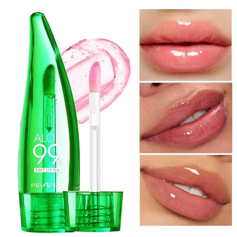 Bálsamo labial com mudança de temperatura de aloe vera 99%, anti-secura, hidratante de longa duração, produto líquido transparente para cuidados com os lábios
