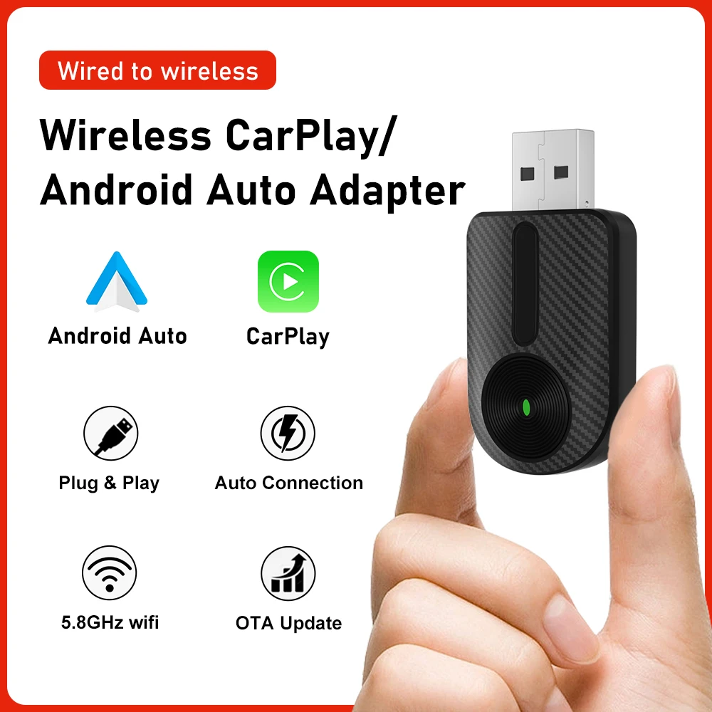 2 em 1 carplay android auto adaptador sem fio carplay para oem estéreo do carro com usb plug and play com fio para sem fio