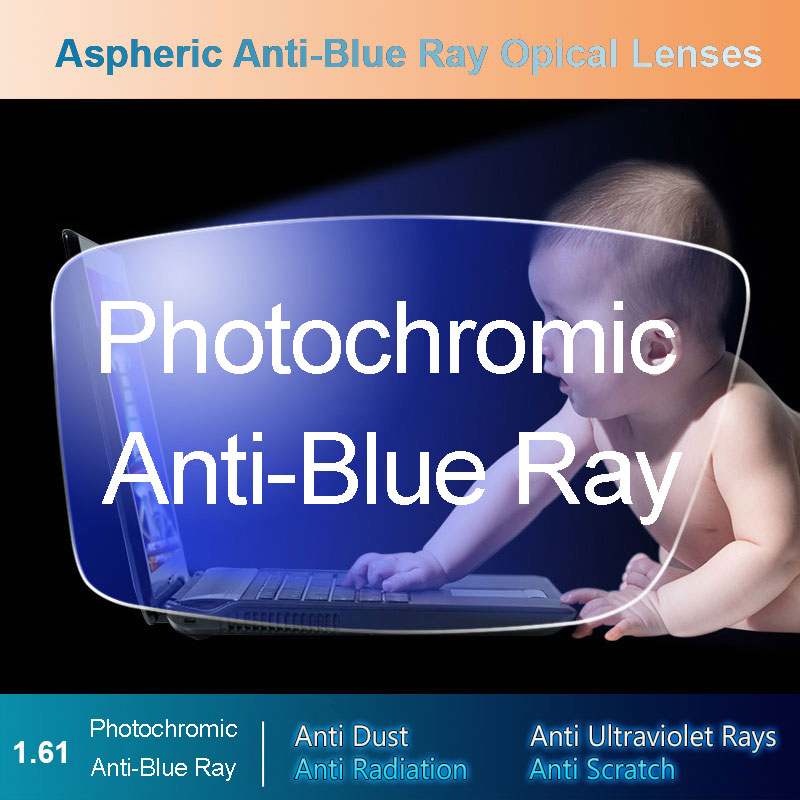 Lentes fotocromáticas grises para miopía e hipermetropía, lentes ópticas para ordenador, prescripción asférica, antirayos azules, 2 piezas, 1,56, 1,61, 1,67