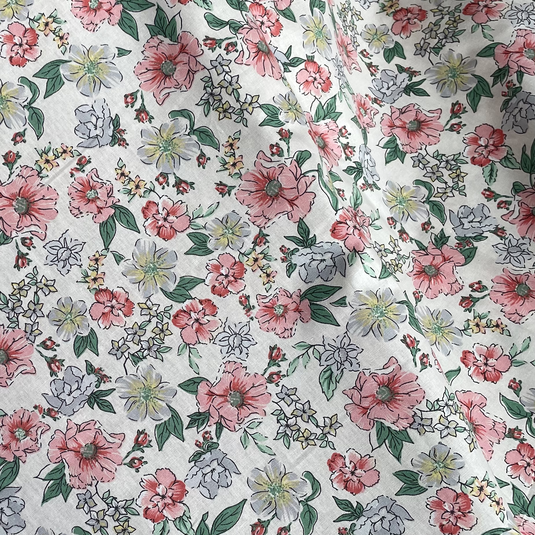 Tela Liberty con estampado Digital para coser vestidos y faldas, tela 100% de algodón con diseño de plantas florales, color rosa, 40S, 2023