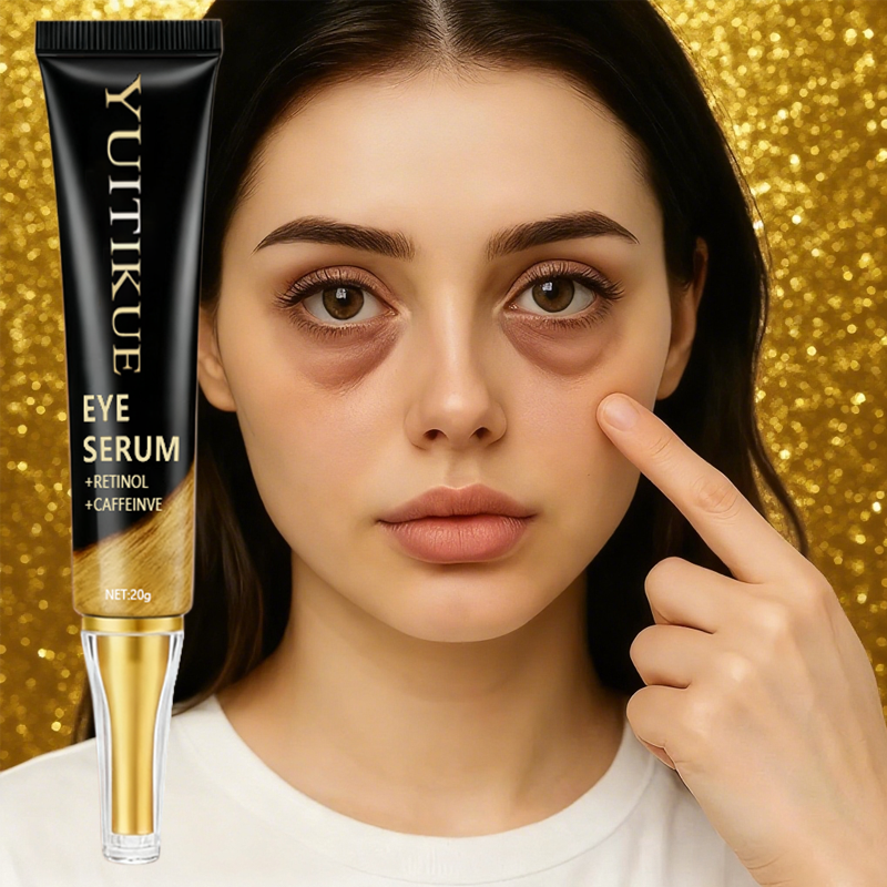YUITIKUE Crème pour les yeux à la caféine 20 g – Raffermissant et liftant à action rapide, énergisant la zone des yeux, utilisation jour et nuit, réduit les poches