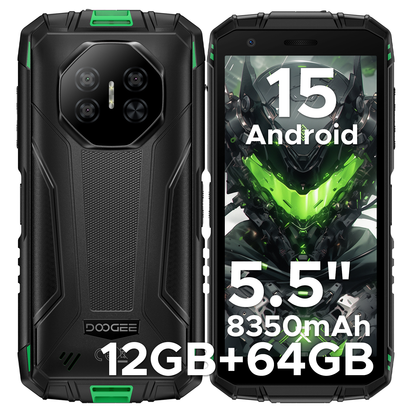 DOOGEE Fire 3 Wytrzymały telefon z ekranem 5,5'', baterią 8350mAh, 12GB RAM (3GB+9GB), 64GB ROM, Android 15, obsługa Widevine L1