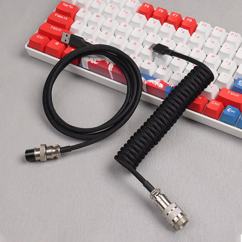 Kabel Melingkar Keyboard Mekanis 7 Warna Tipe C Port USB Kabel Melingkar Aviator Aksesori Keyboard Gaming Komputer Desktop