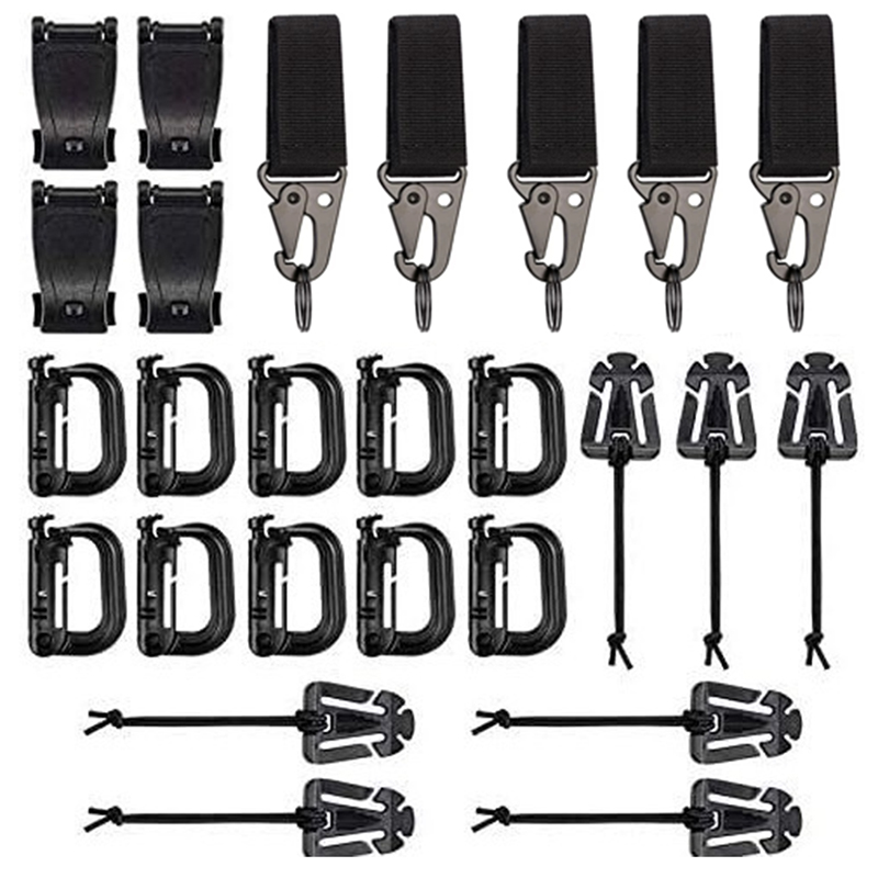 Molle Accessories Kit of 27 Outdoor Tactical Backpack Vest Waistband Locking Gear Mesh Support Elastic Buckle Hunting accessory