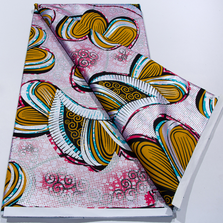 Tecido Macio com Estampas Africanas Reais e Glitter Dourado 2026, Tecido Africano Grand Super Batik com Estampa Flash Dourada, Tecido Ankara Wax