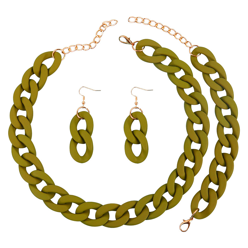 FishSheep, nuevo collar de cadena acrílica, joyería para mujer, gargantilla de cadena de eslabones gruesos de resina, collar, pendientes, accesorios de moda 2024