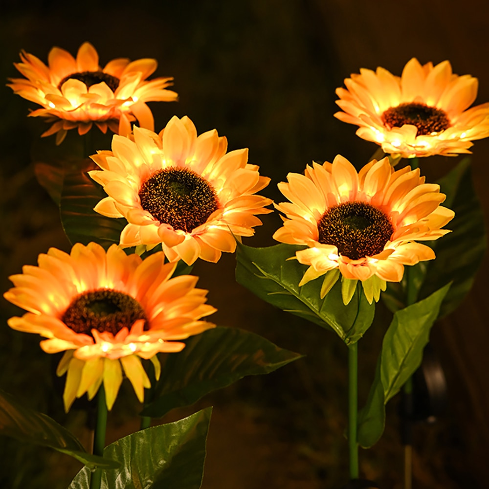 LED Solar Sunflower Outdoor Lawn Light IP65 Waterproof Pathway Yard Wedding Holiday Garden Decoration lampada a fiori solari