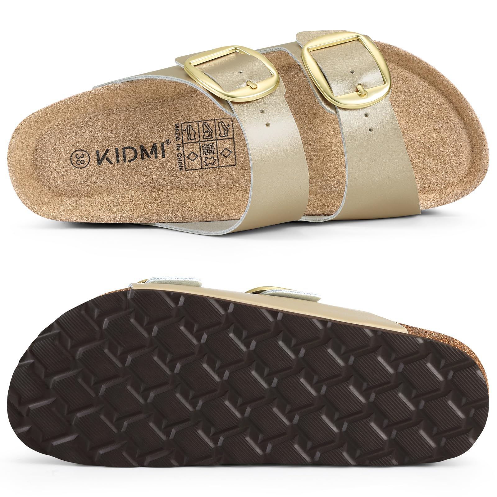 Sandales en liège tendance pour femmes Litfun, confortables avec soutien de la voûte plantaire, pantoufles en cuir, tongs d'été pour la plage avec boucle réglable
