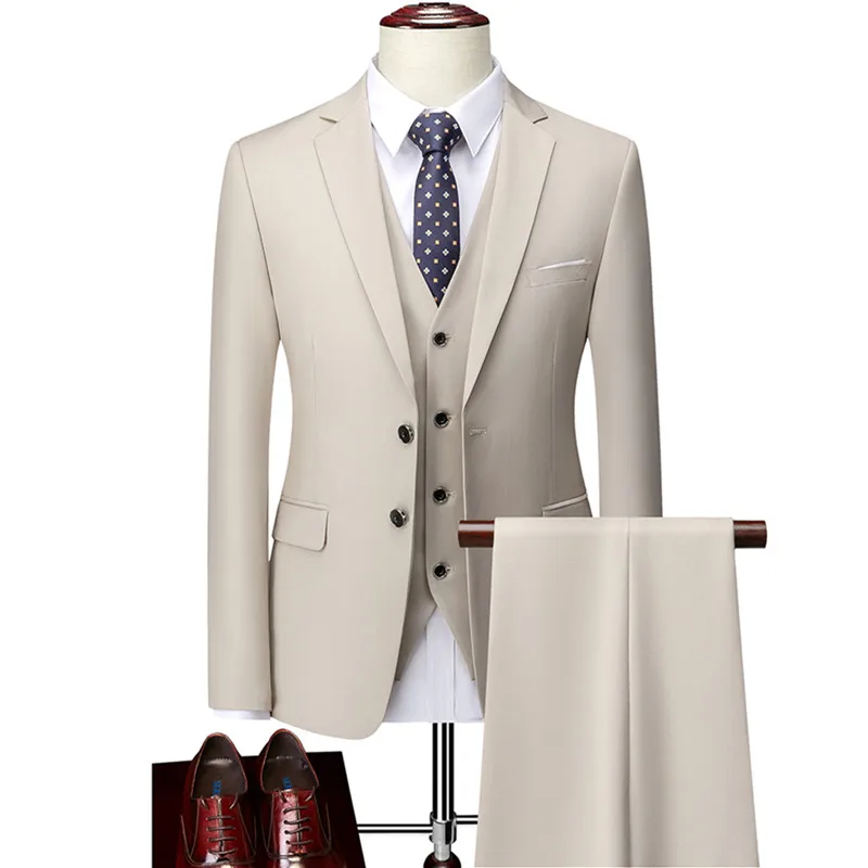 Clássico casamento smoking casual sólido ternos fino ajuste 3/2 peças padrinhos terno masculino formal roupas de negócios
