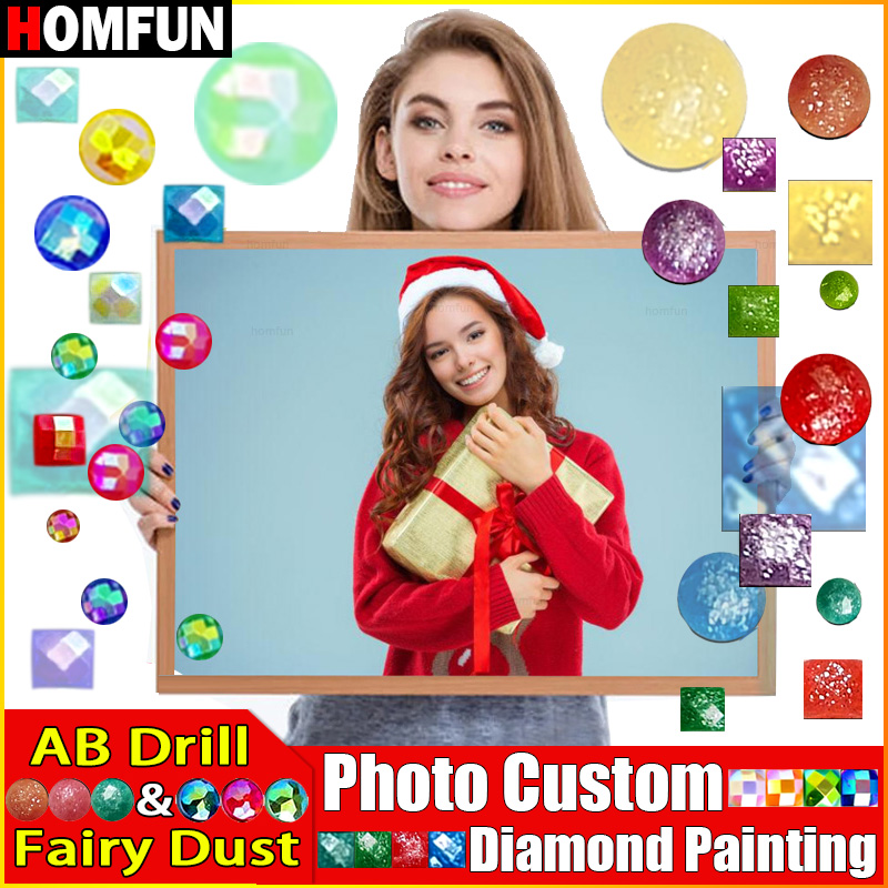 HOMFUN Фея Пыль AB фото на заказ алмазная живопись 5D DIY картина стразы смола дрель вышивка 3D вышивка крестиком домашний декор