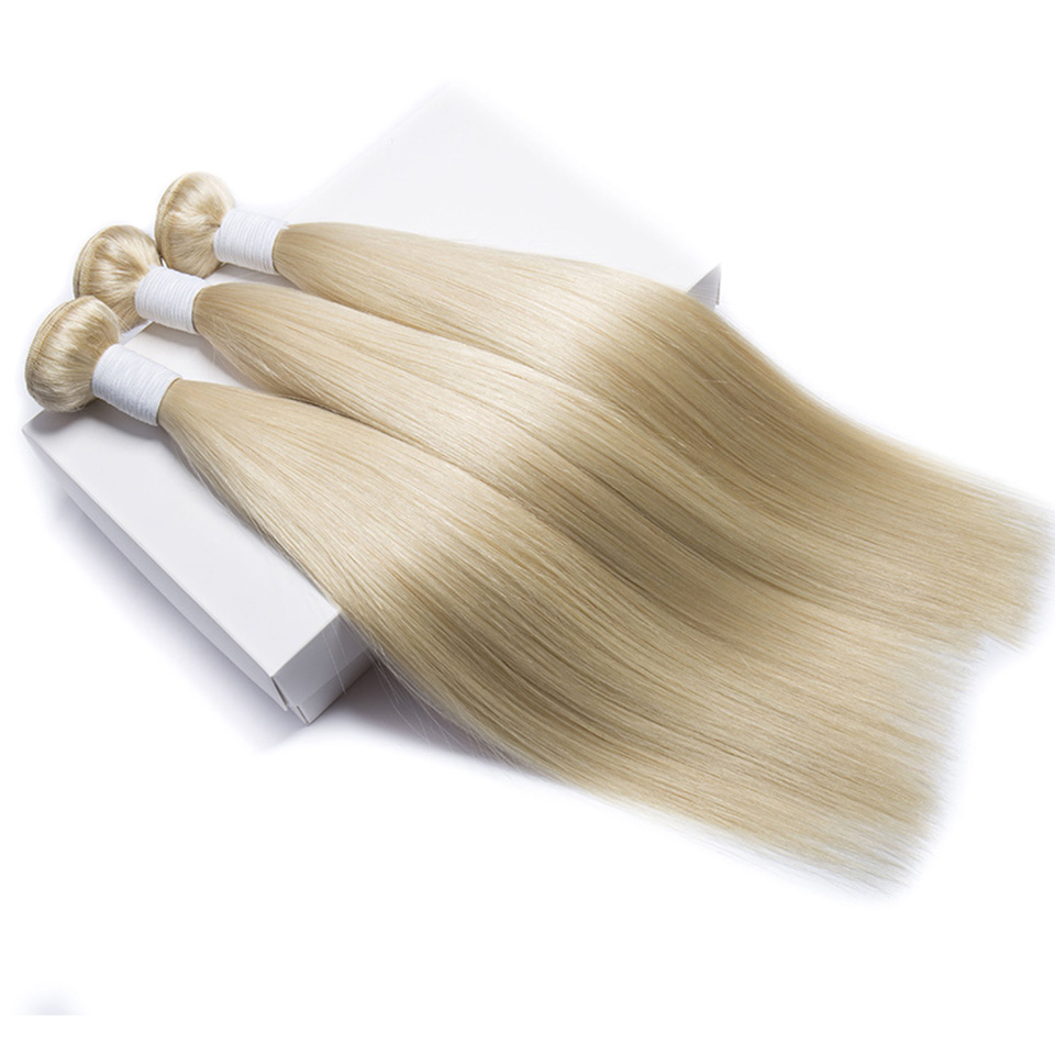 ผมสีบลอนด์รวมกลุ่ม 100 กรัม/ชิ้น 613 รวมกลุ่มผมมนุษย์ตรงผมสีบลอนด์รวมกลุ่มสําหรับผู้หญิง Double Weft Remy ผม Weft
