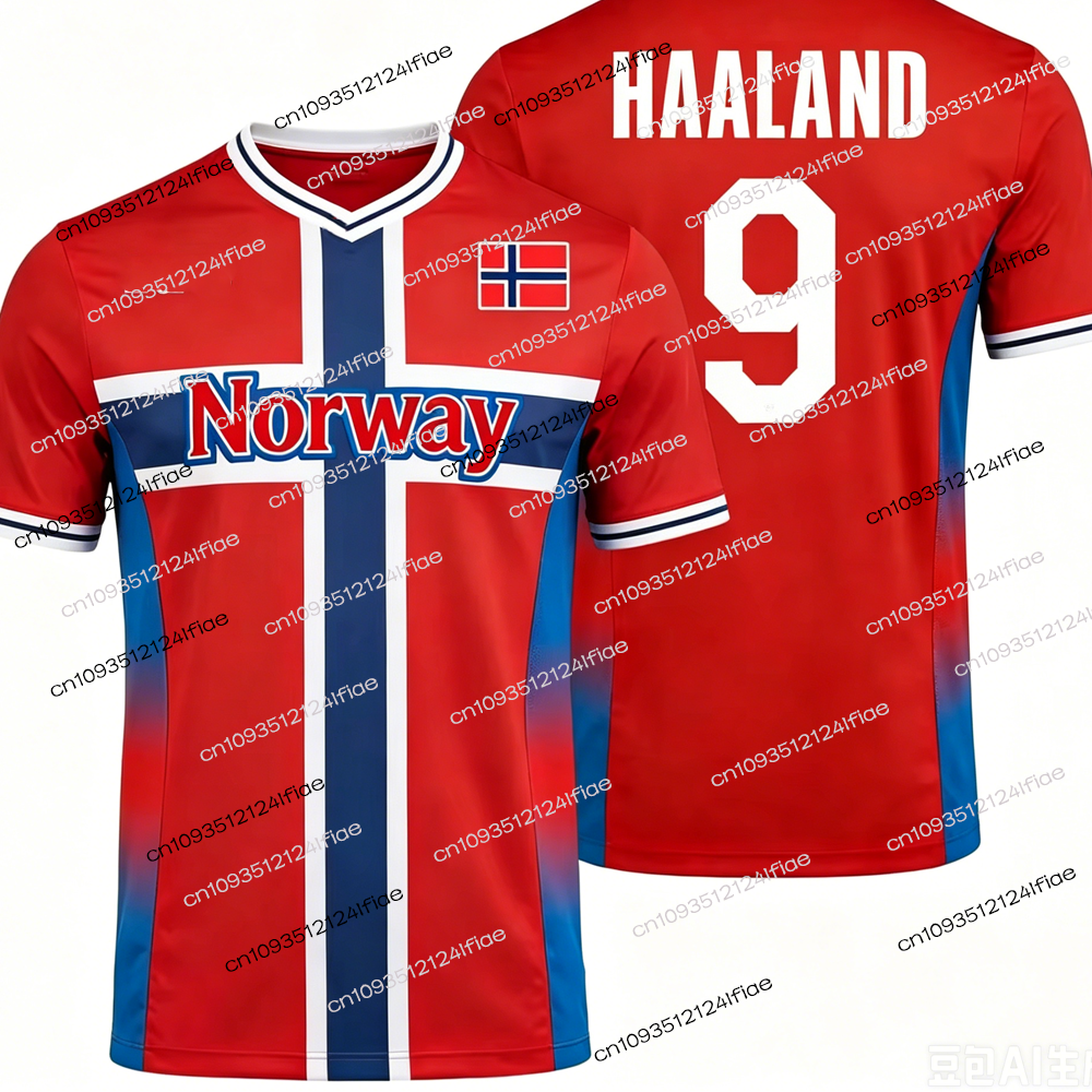 Kaos Olahraga Sepak Bola Pria Gaya Norwegia 2026 HAALAND Edisi Khusus Jersey Sepak Bola Kaos Cepat Kering untuk Luar Ruangan Pakaian Kasual