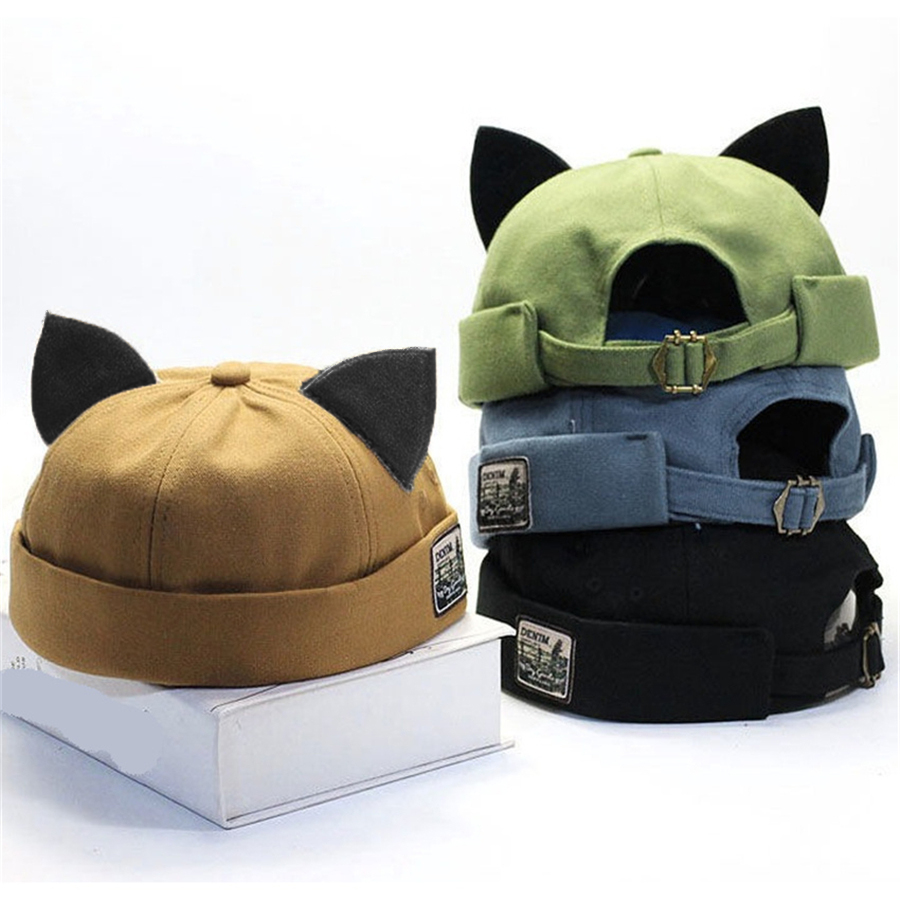 Novidade Criativa Cute Cat Ears Boina para Homens e Mulheres, Senhorio, Sem Beirais, Hip Hop, Chapéu de Beisebol, Celebridade Internet, Verão, Outono, BL47