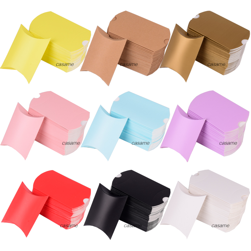 10/20/30Pcs Bunte Kissen Candy Box Kraft Papier Weihnachten Geschenk Verpackung Boxen Taschen Hochzeit Gefälligkeiten Geburtstag party Dekorationen