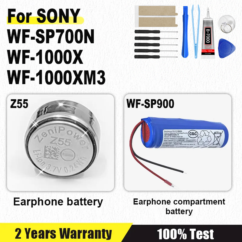 Z55 для ZeniPower аккумулятор для Sony WF-SP900 WF-SP700N WF-1000X WF-1000XM3 TWS наушники CP1254 аккумулятор + инструменты