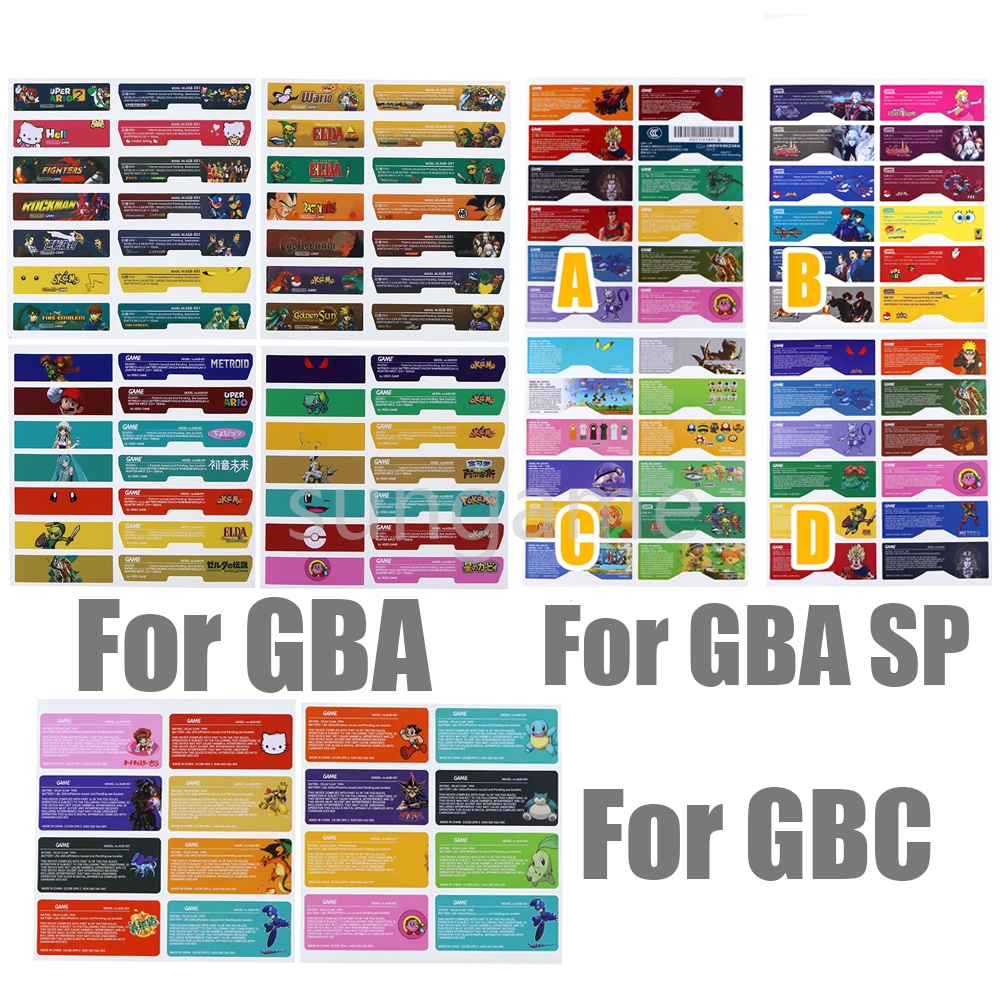 1set Replacement Game Theme Sticker Lables Set Label Sticker for Gameboy for GBA SP GBA GBC Console