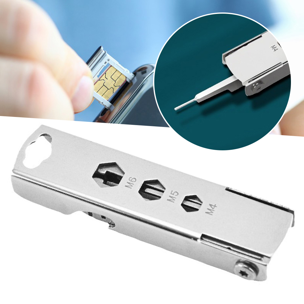 Multifunktionaler 7-in-1-Schlüsselanhänger, SIM-Kartenfach, Auswurfstift/Schraubendreher/Flaschenöffner/Nagelfeile, 7-in-1-Werkzeug, tolle Geschenkidee