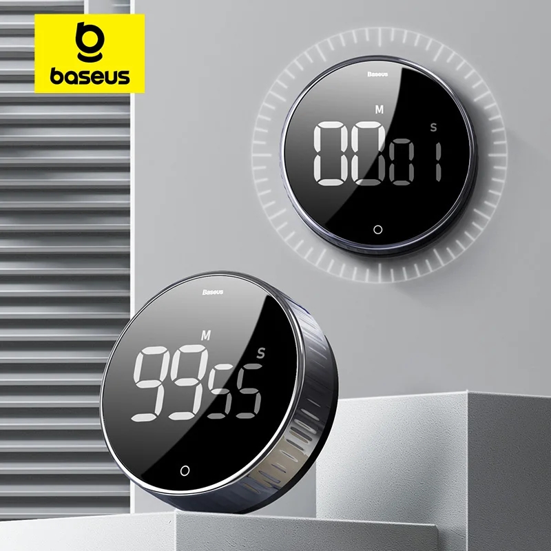 Baseus jam Alarm Digital hitung mundur, Timer dapur magnetik jam Timer memasak belajar memanggang pengingat jam Stopwatch