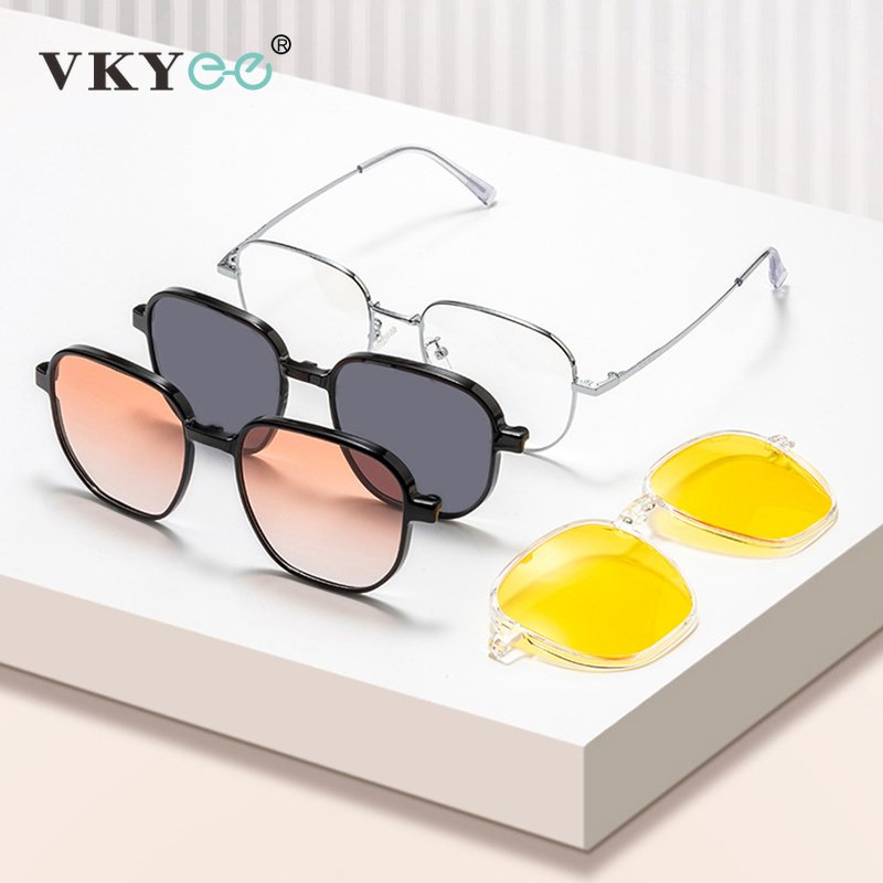 VICKY Nouvelles lunettes de soleil polarisées magnétiques unisexes, lunettes de lecture quatre-en-un pour myopie, lunettes anti-lumière bleue pour femmes, sur ordonnance personnalisée JS08