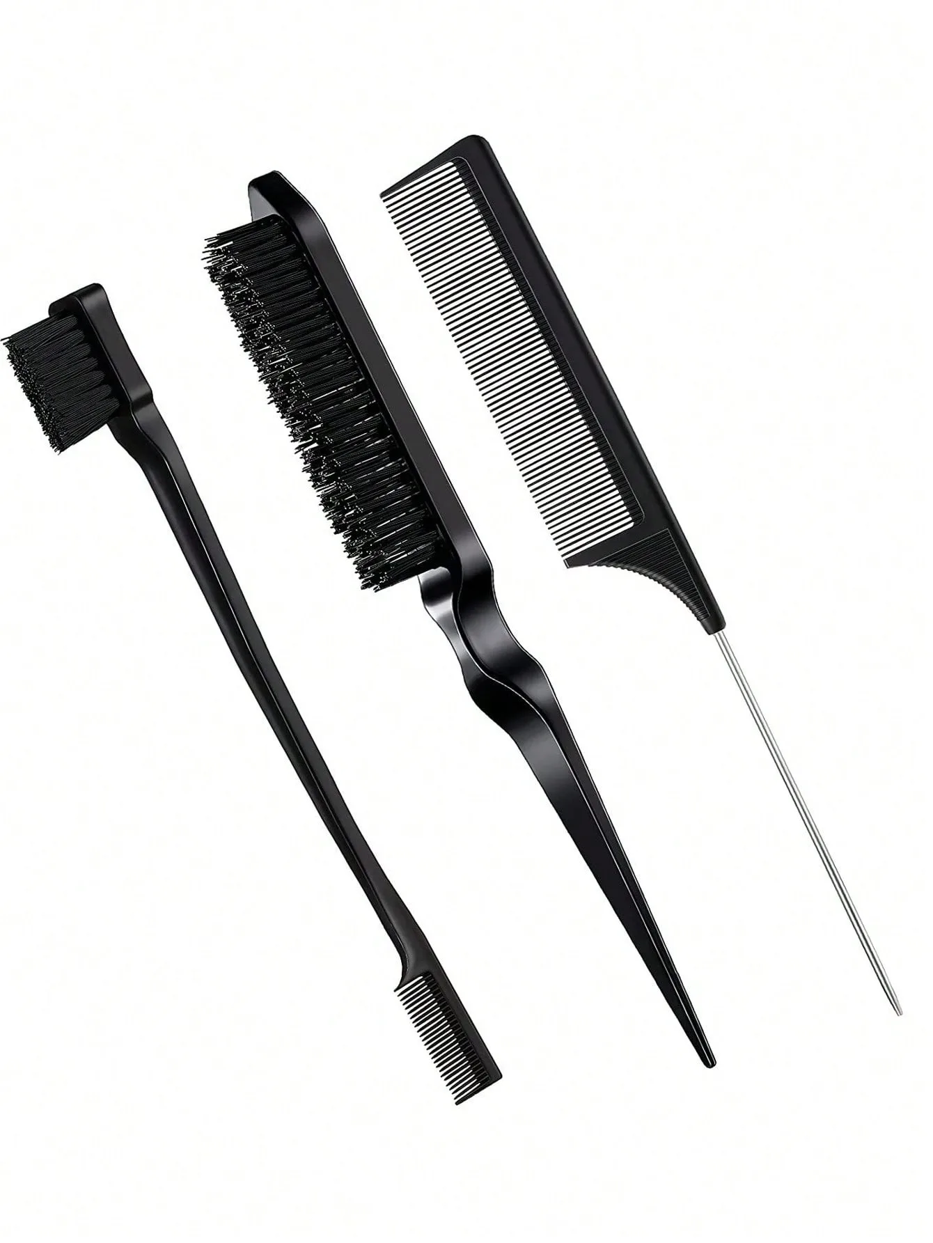 Juego de peine de peinado de 3 uds con cepillo de pelo de triple lágrima, cepillo de borde de peine de cola de ratón, herramienta de peinado de salón especial para pelucas de cabello real