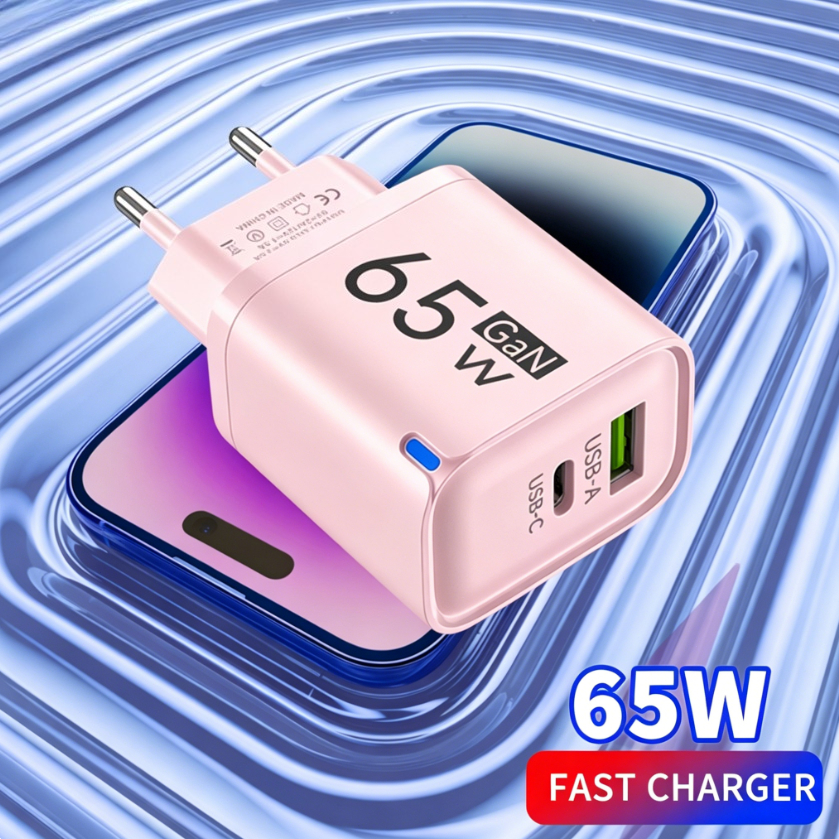 65W 2 ใน 1 USB ประเภท C เครื่องชาร์จแบบเร็ว PD ชาร์จความเร็วสูงสำหรับไอโฟน เสี่ยวมี่ หัวเว่ย ซัมซุง วันพลัสอะแดปเตอร์โทรศัพท์มือถือ