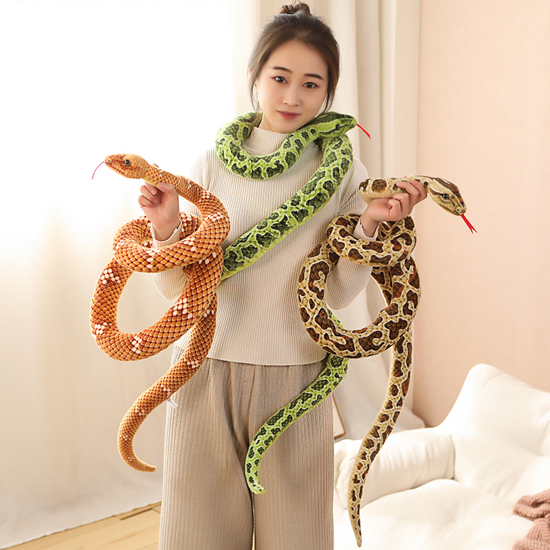 Jouet en peluche serpent géant de 200cm, 1 pièce, Simulation de Long Python doré, oreiller en peluche, cadeau pour enfants garçons, décoration de la maison