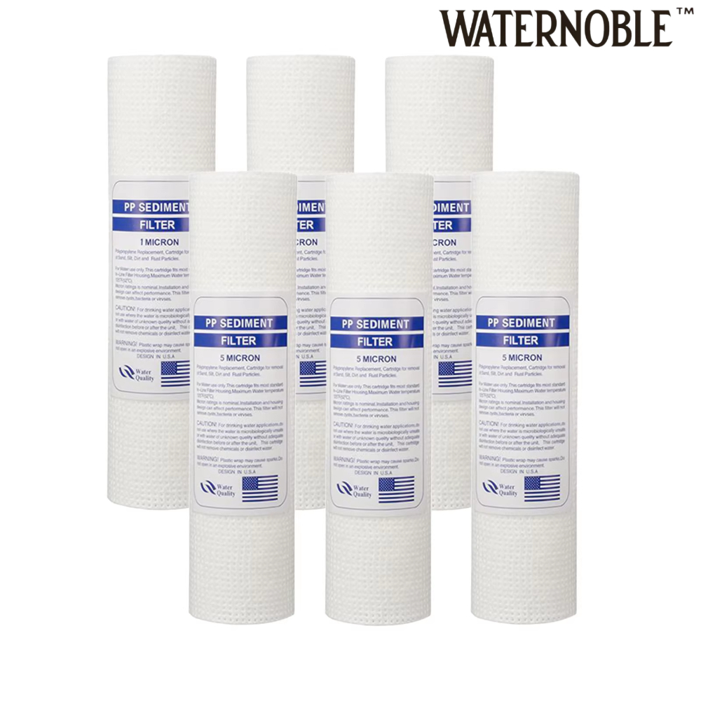 Waternoble 10 дюймов x 2,5 дюйма 1 микрон картридж фильтра отложений всего дома полипропиленовый хлопковый сменный фильтр для воды, совместимый с 3 упаковками