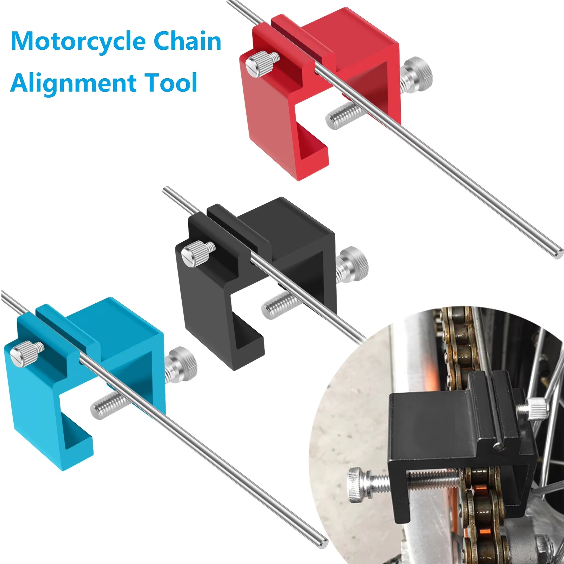Herramienta Universal de Alineación de Cadena de Motocicleta de Alta Resistencia, Kit de Reparación de Ajustador de Piñón para Mantenimiento de Cadena