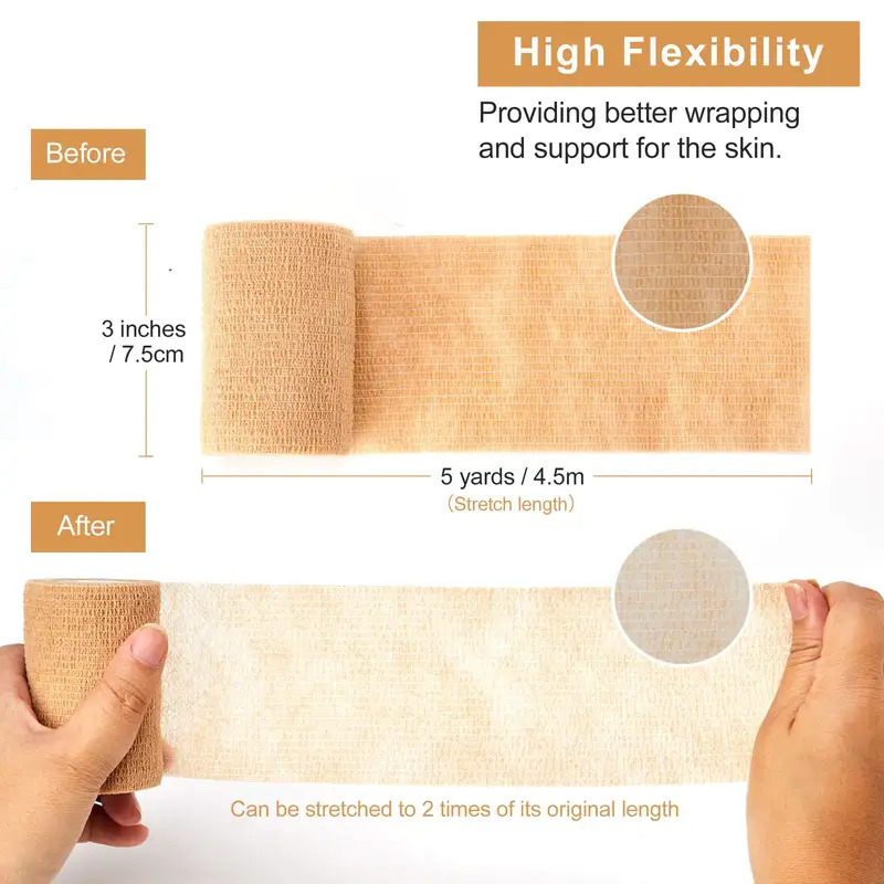 Skin color Athletic Wrap Tape Self Adhesive Elastic Bandage Sports Protector Knee Finger Ankle Palm Shoulder 1pcs/10pcs