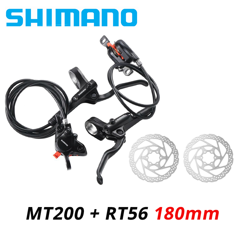 Shimano MT200 MTB Mountain Bike Hydrauliczny zestaw hamulców tarczowych Zawiera hamulce Dźwignia Wirnik RT56 RT26 RT30 180MM Oryginalne części rowerowe
