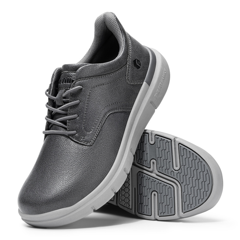 Sapatos Sociais Masculinos Fitville: Design Amplo, Couro, Slip-On, Casuais e de Negócios, Leves para Pés Inchados com Suporte de Arco