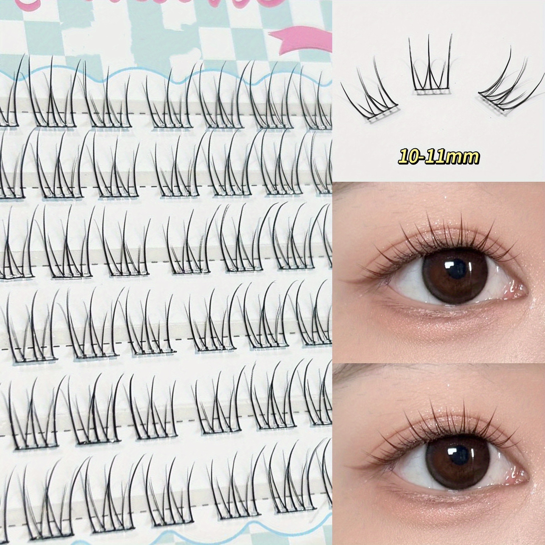 Mixiaohe Lijmvrije valse wimpers 48 clusters 10-13 mm C-krul Beginner DIY Japanse en Koreaanse natuurlijke pluizige gesegmenteerde wimpers