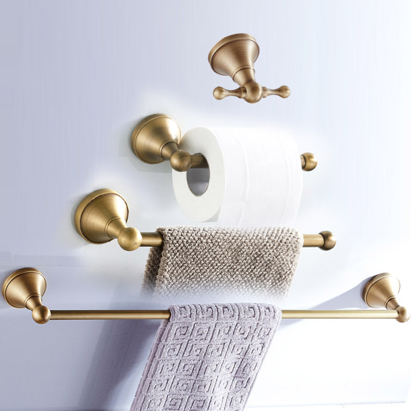 Luxuriöses Badezimmerzubehör-Set aus massivem Messing: Handtuchhalter, Papierhalter, Handtuchring, Bademantelhaken – komplettes modernes Badezimmer-Set