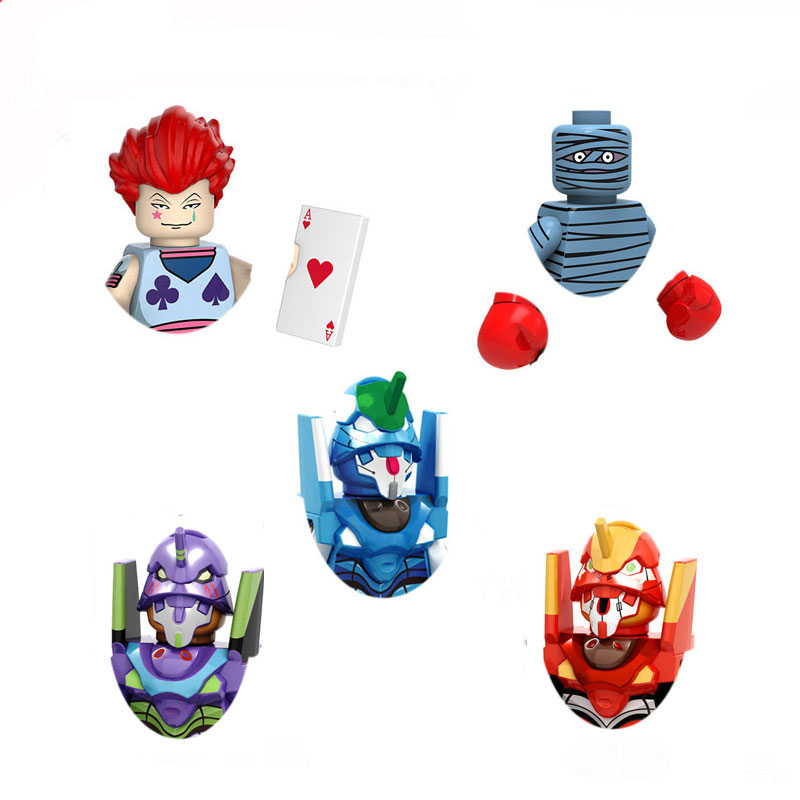 NEON GENESIS EVANGELION HUNTER×HUNTER Figur Mini Blok Bangunan Rakitan Model Figur Anime Konstruktor Rakitan Mainan Anak-anak