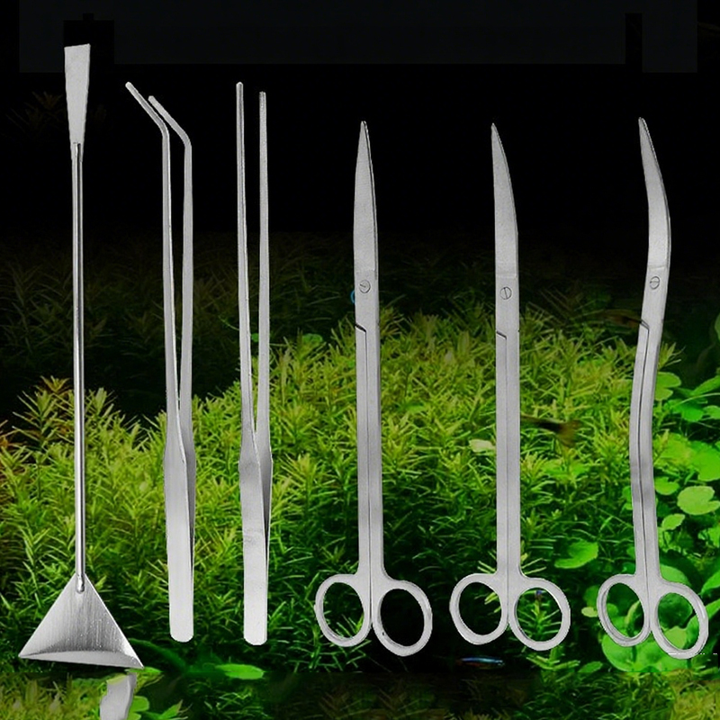 Tijeras para acuario, pinzas, herramienta para pecera, plantas, tijeras onduladas, hierba de agua, soporte de Herramientas de limpieza inoxidable, accesorios para acuario