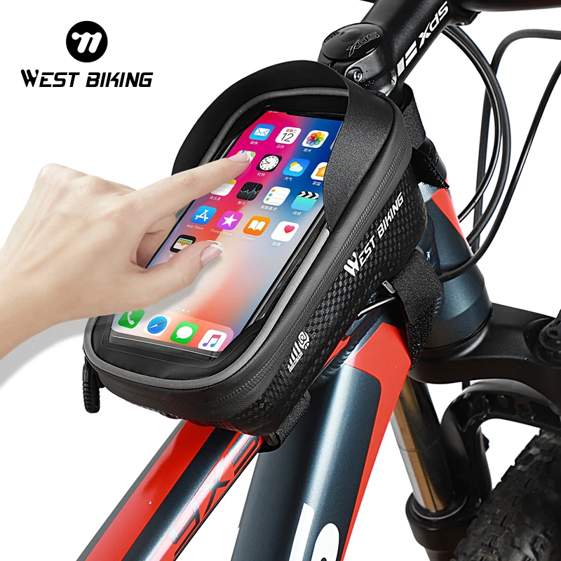 West Biking กระเป๋าติดจักรยาน, กระเป๋าใส่โทรศัพท์6.5นิ้วกระเป๋าโทรศัพท์หน้าจอสัมผัสกันน้ำได้