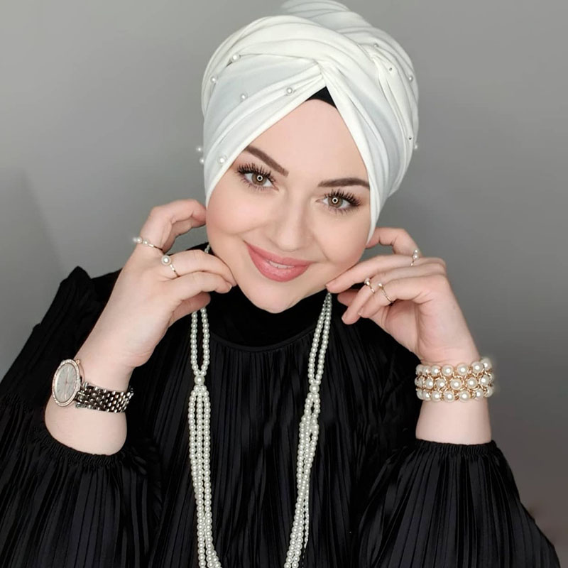 イスラム教徒パールホワイトモーダルヒジャーブファッションアンダーキャップアバヤヒジャーブ女性のためのアバヤジャージヘッドスカーフドレス女性ターバンターバンキャップ