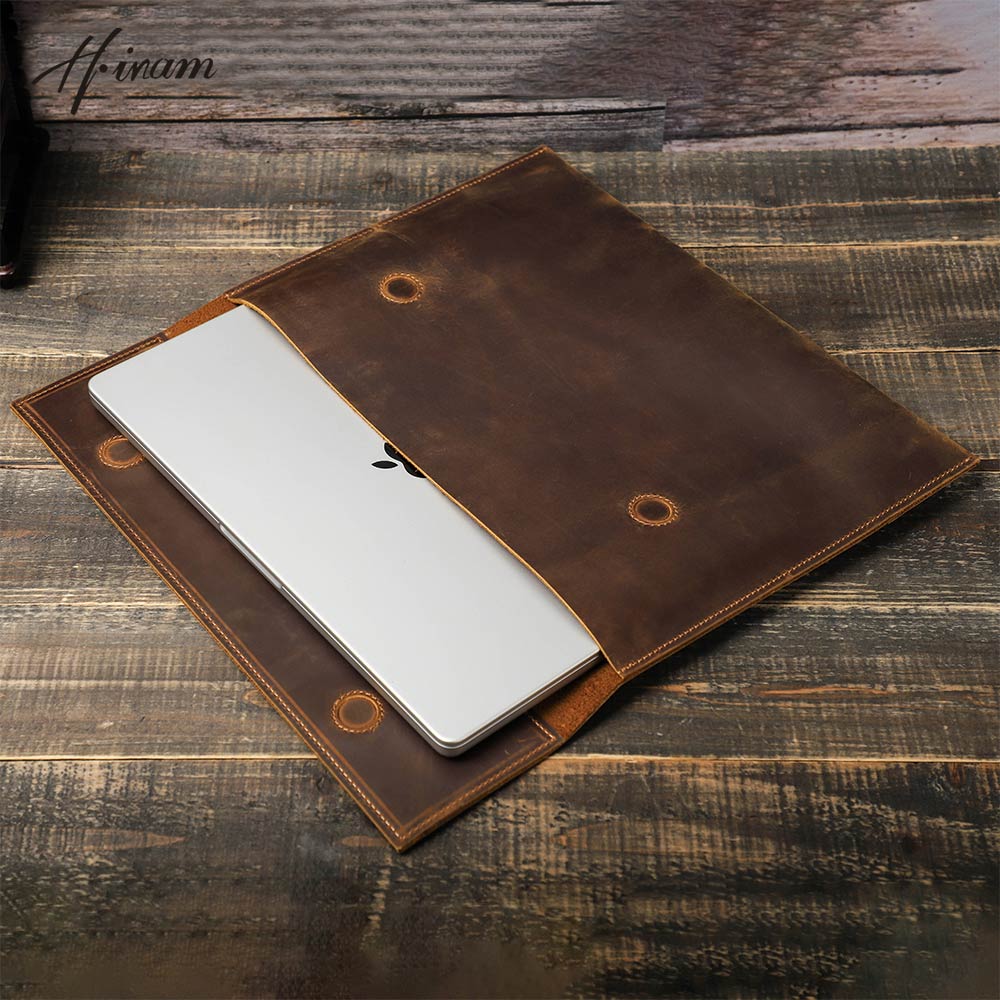Verrückte Pferde leder hülle Laptop tasche für MacBook Air 13 m3 m2 m1 pro 14 für MacBook 15,3 15,6 16 Zoll Notebook-Hülle