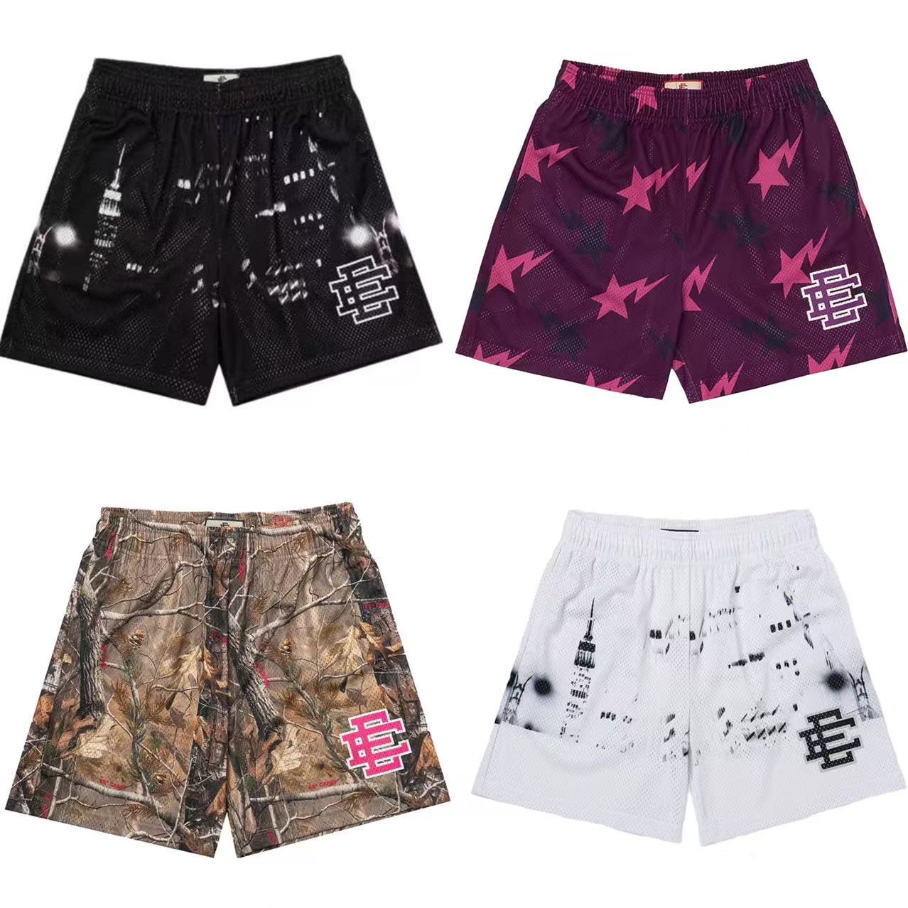 Novo verão ee eric emanuel malha básica curto clássico floral impresso shorts de ginásio masculino basquete esportes praia shorts