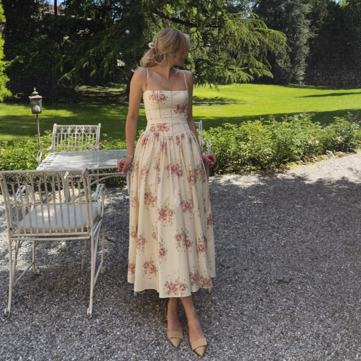 Suninheart Sommerkleid mit Blumenmuster, elegantes Midikleid, langes Vintage-Kleid mit Schnürung, weibliches Urlaubspartykleid, Vestidos